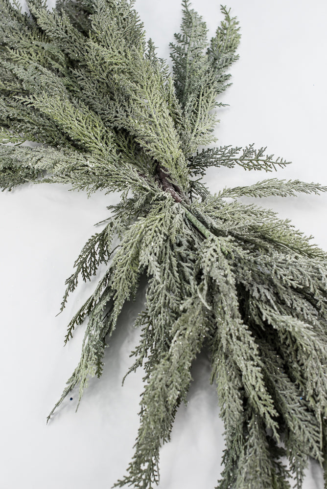 Green Frosted Cedar Mantel Swag - 4'