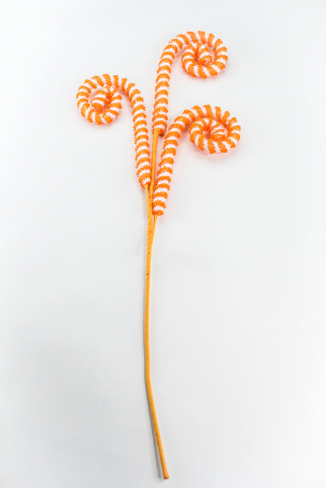 Orange Stripe Spiral Curly Spray - 28"