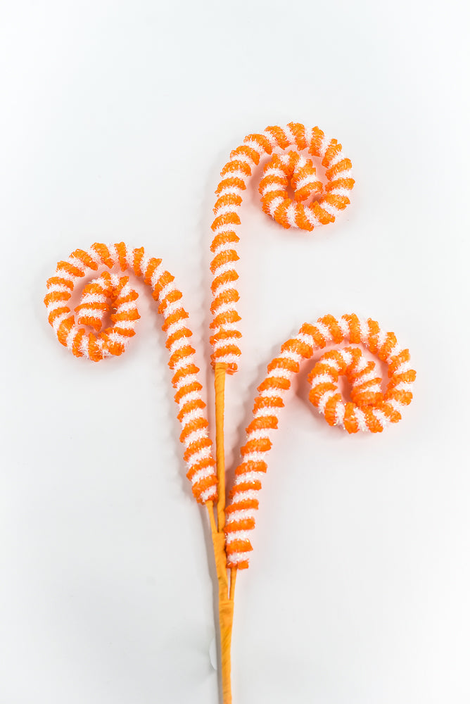 Orange Stripe Spiral Curly Spray - 28"