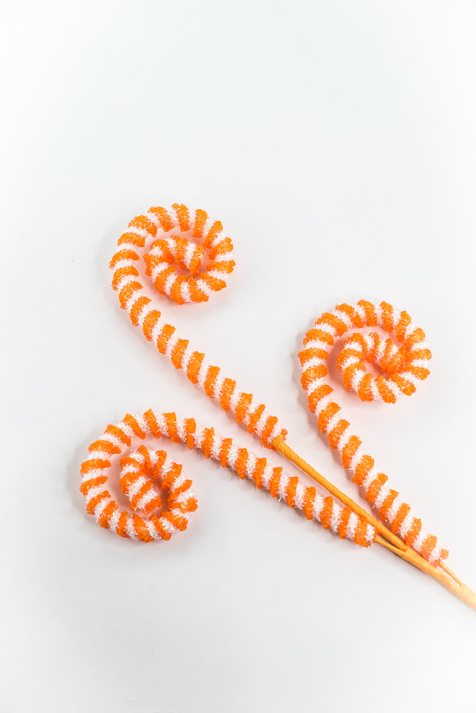 Orange Stripe Spiral Curly Spray - 28"