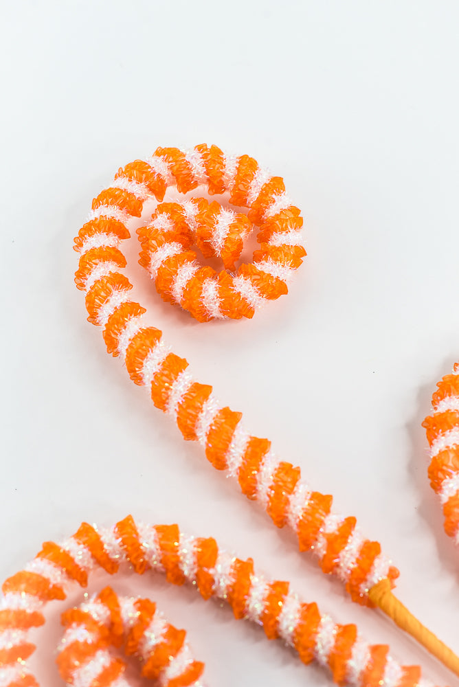 Orange Stripe Spiral Curly Spray - 28"