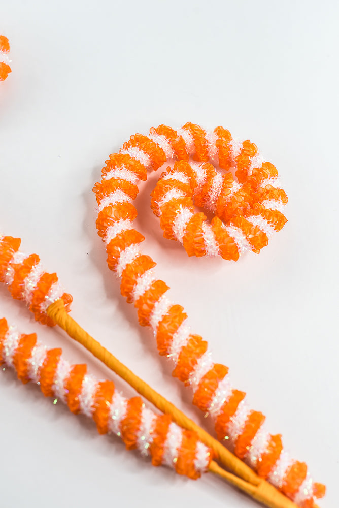 Orange Stripe Spiral Curly Spray - 28"