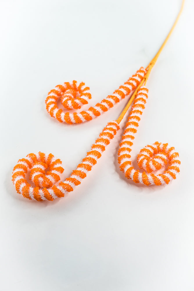 Orange Stripe Spiral Curly Spray - 28"
