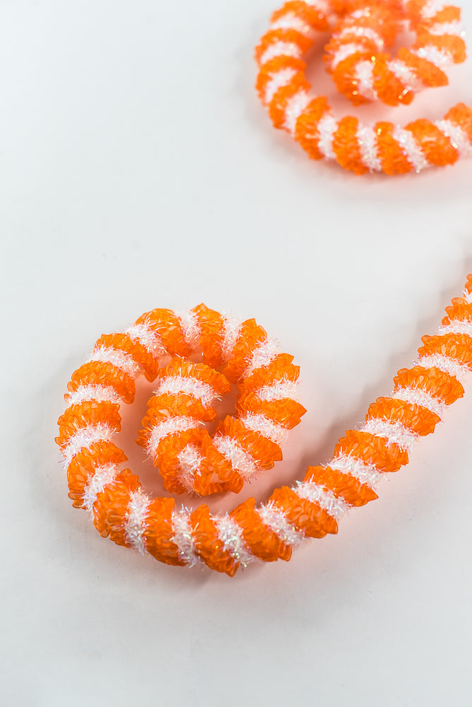 Orange Stripe Spiral Curly Spray - 28"