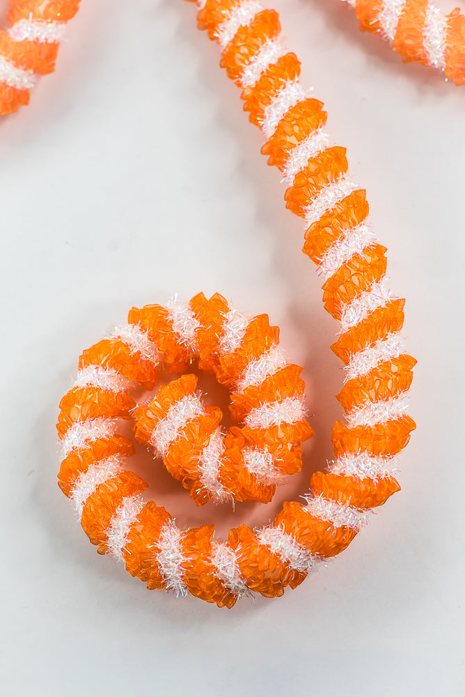 Orange Stripe Spiral Curly Spray - 28"
