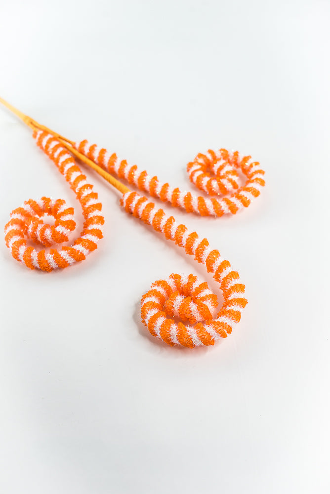 Orange Stripe Spiral Curly Spray - 28"