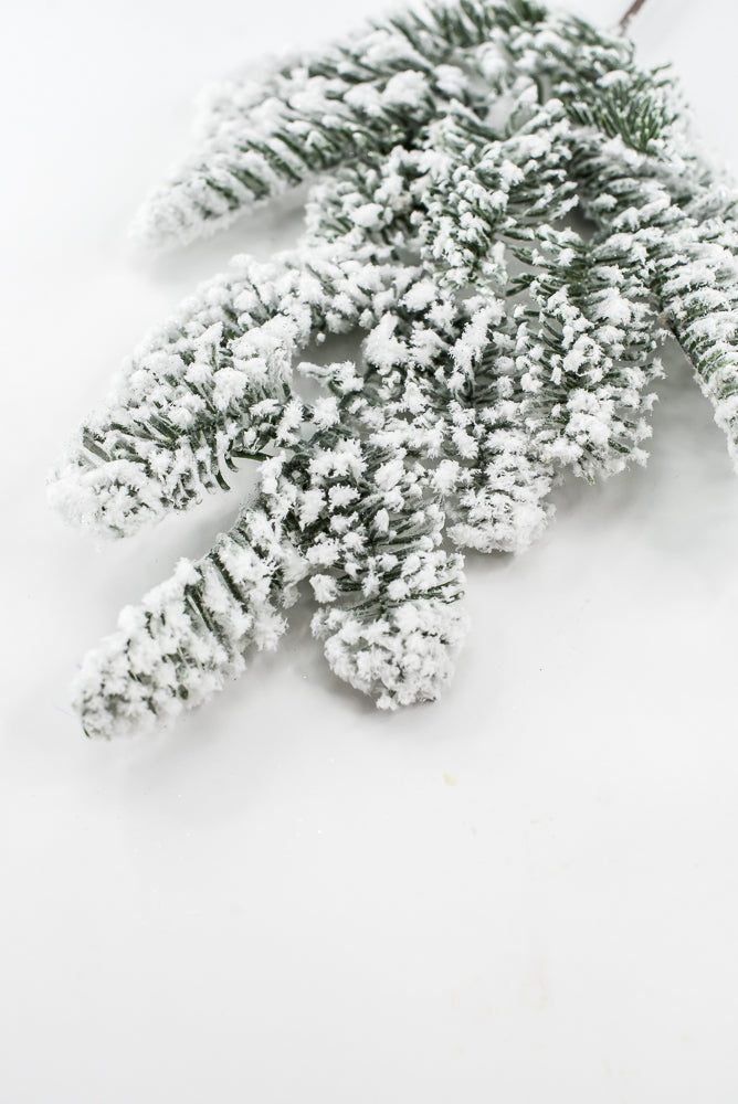 Artificial Green Snowy Noble Fir Spray - 21"