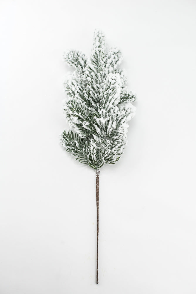 Artificial Green Snowy Noble Fir Spray - 21"