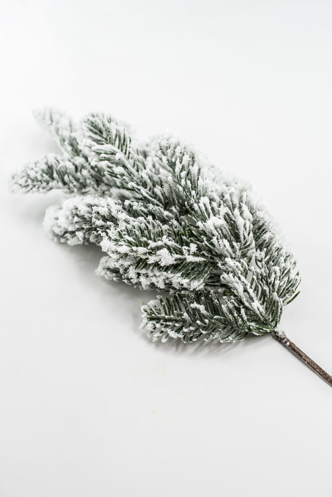 Artificial Green Snowy Noble Fir Spray - 21"
