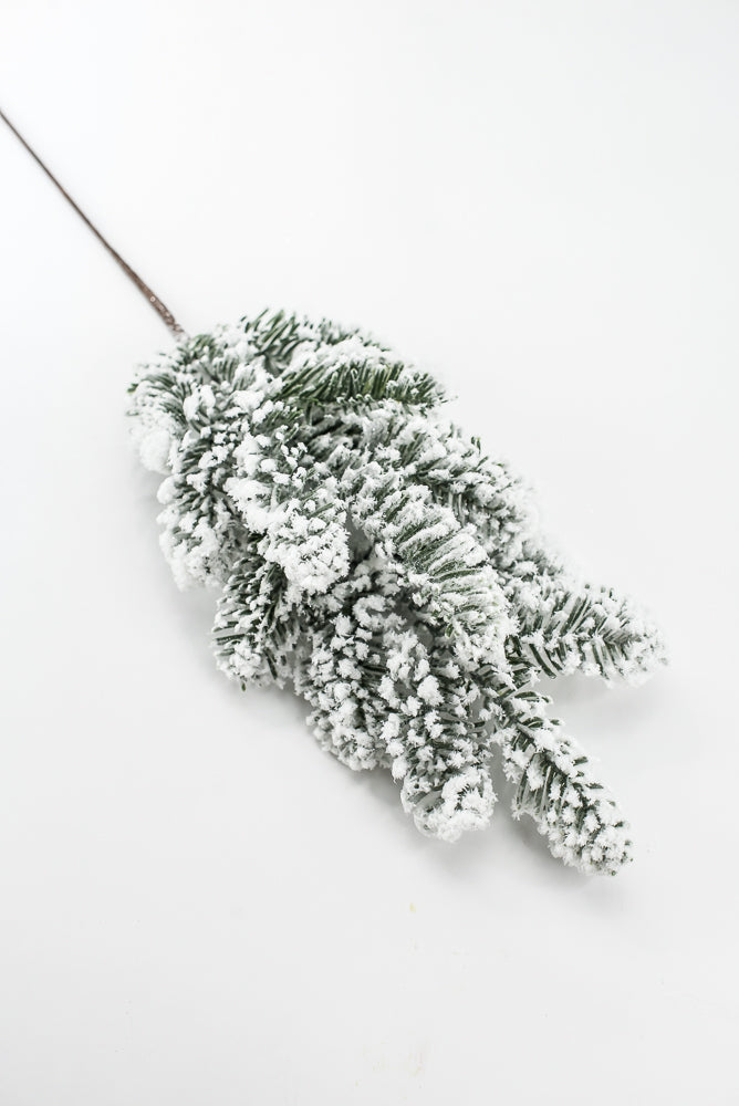 Artificial Green Snowy Noble Fir Spray - 21"