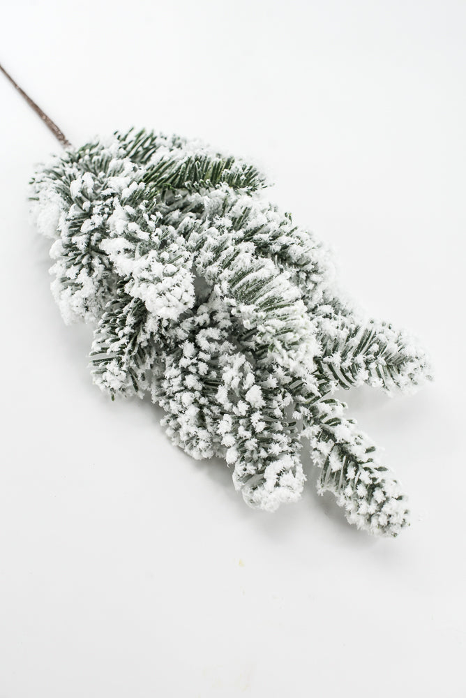 Artificial Green Snowy Noble Fir Spray - 21"