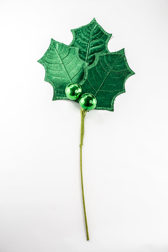 Artificial Green Holly Leaves Spray - 39"