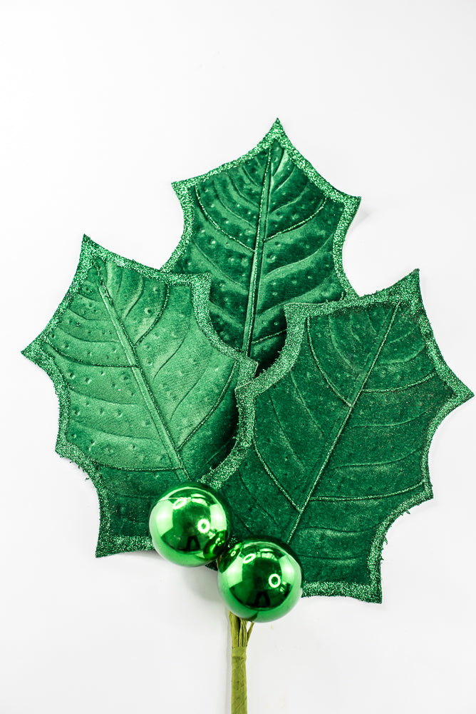 Artificial Green Holly Leaves Spray - 39"