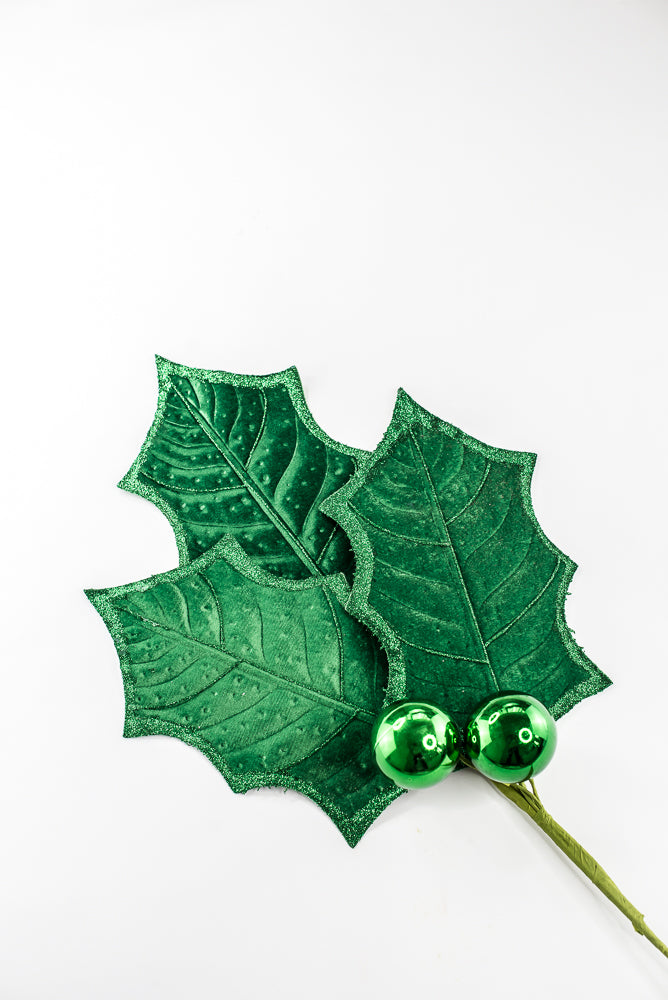 Artificial Green Holly Leaves Spray - 39"