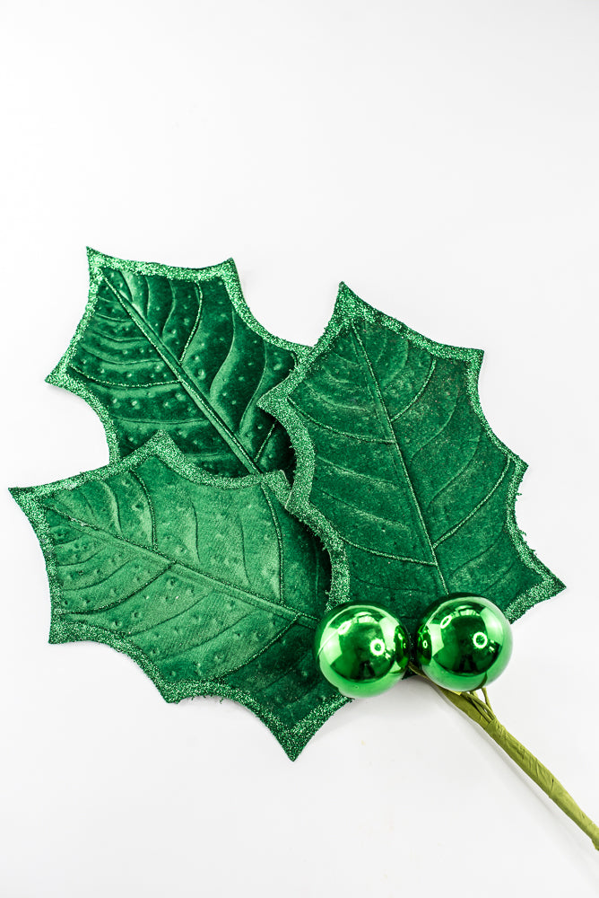 Artificial Green Holly Leaves Spray - 39"