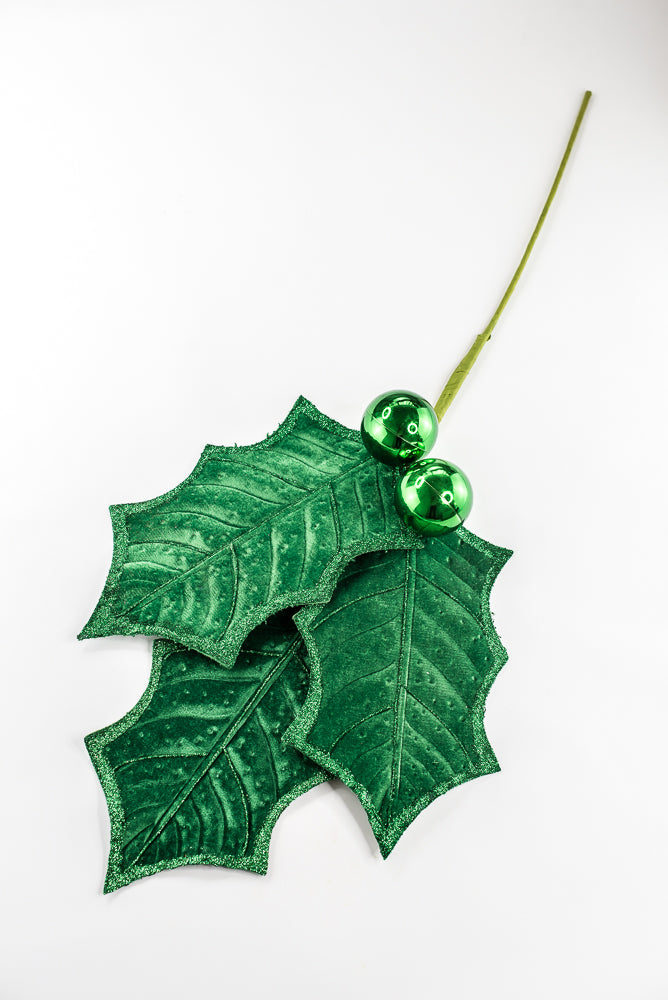 Artificial Green Holly Leaves Spray - 39"