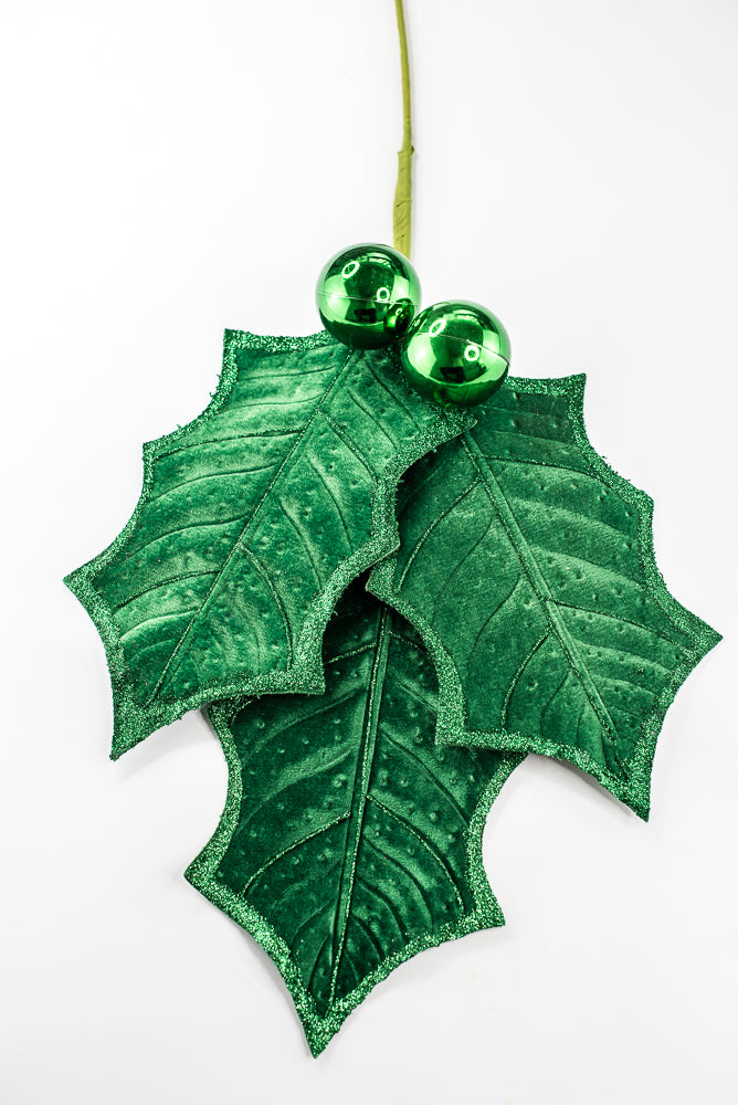 Artificial Green Holly Leaves Spray - 39"