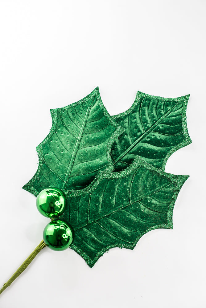 Artificial Green Holly Leaves Spray - 39"