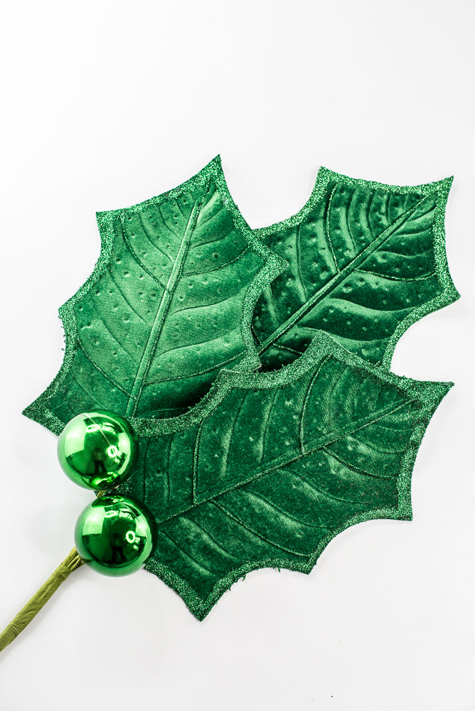 Artificial Green Holly Leaves Spray - 39"