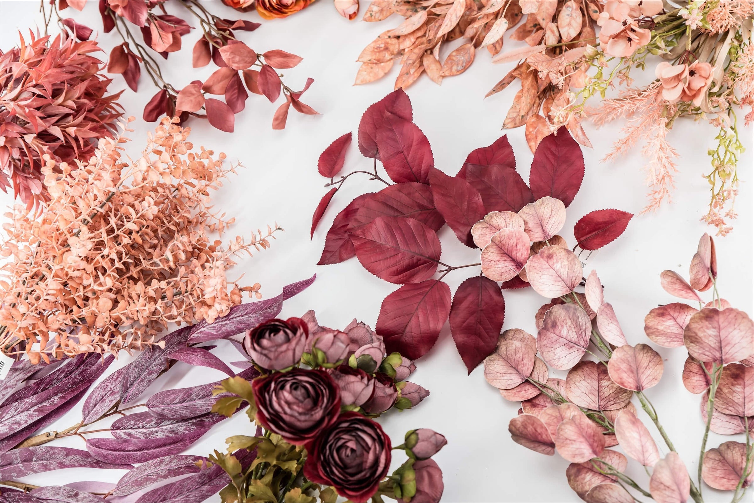 mauve and pink faux florals