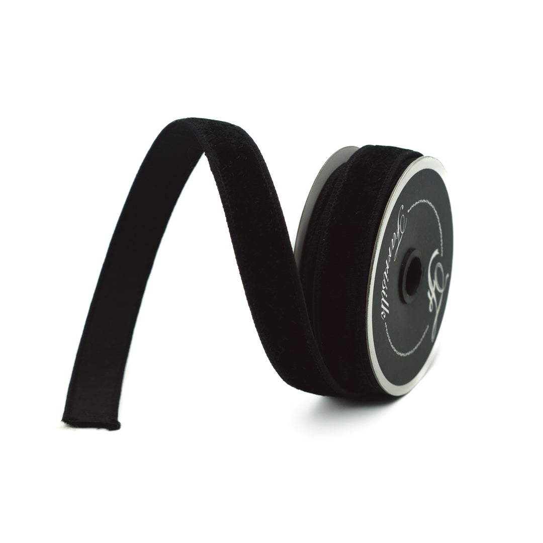 Farrisilk Black Velvet Wired Ribbon - 1"