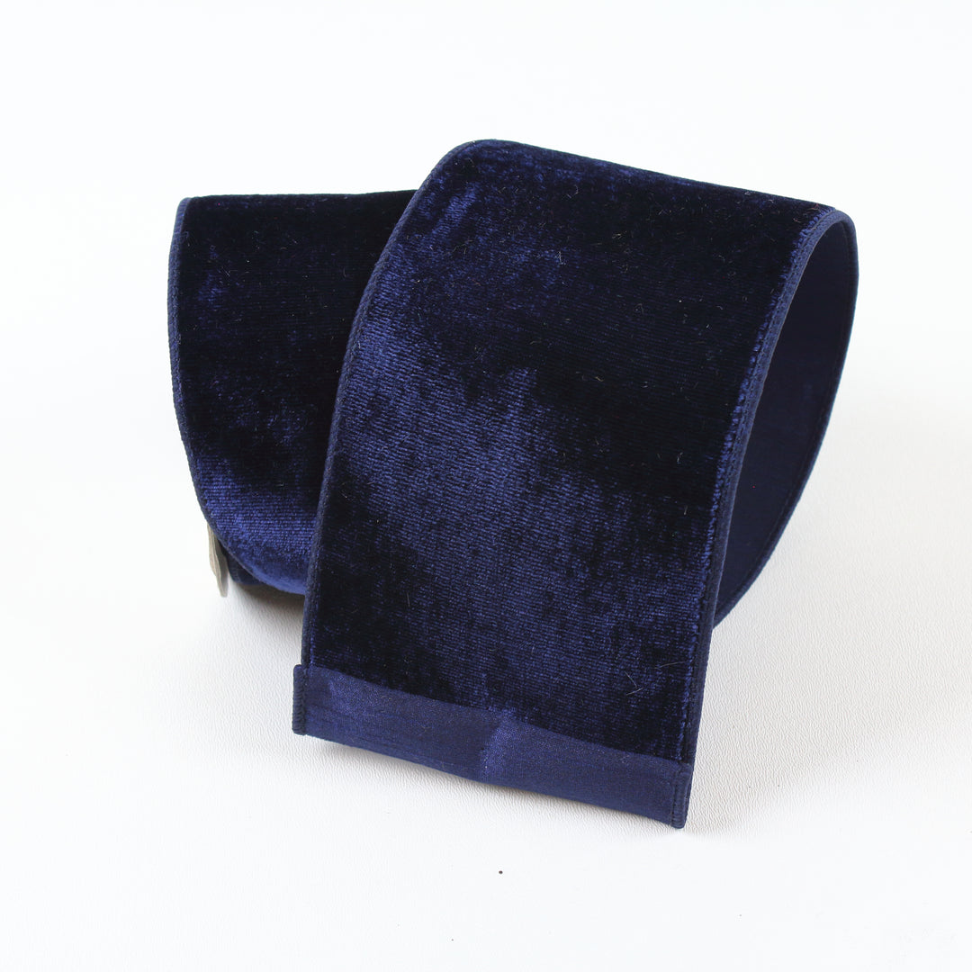 Farrisilk Navy Velvet Wired Ribbon - 4"