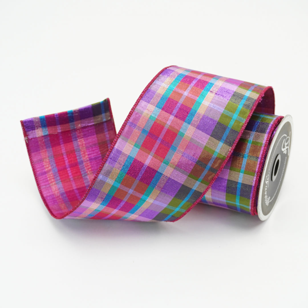 Farrisilk Pastel Candy Plaid Wired Ribbon - 4"