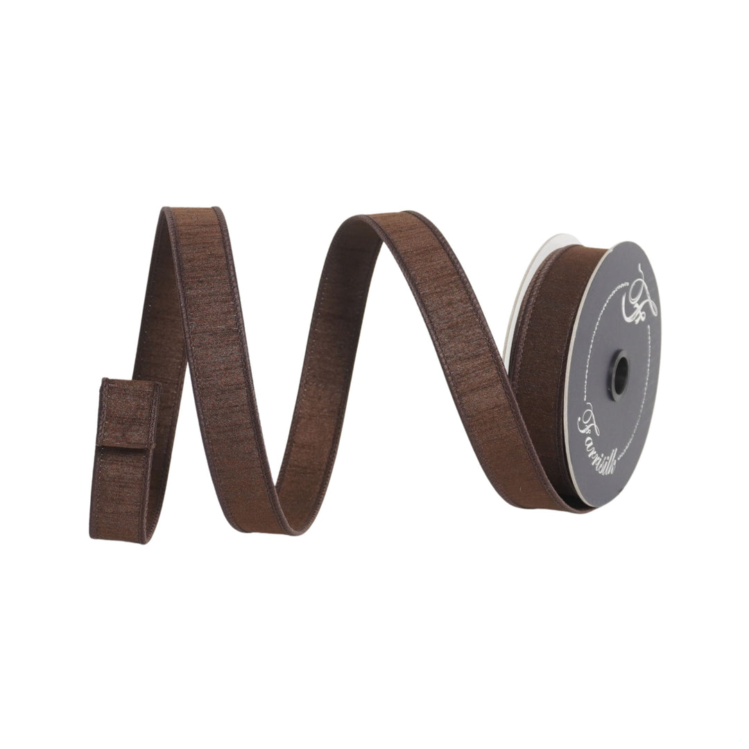 Farrisilk Chocolate Dupion Wired Ribbon - 1"