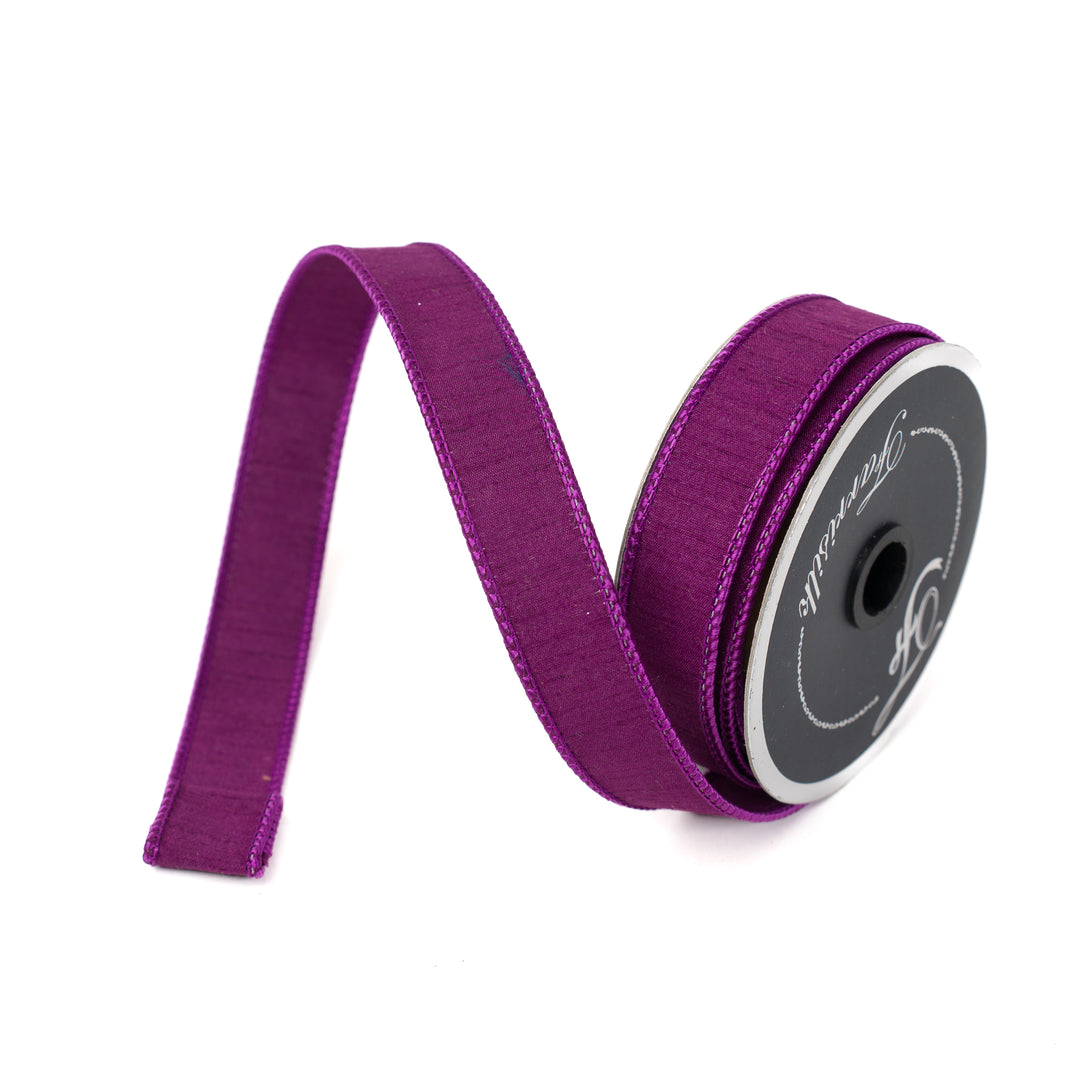 Farrisilk Purple Dupion Wired Ribbon - 1"