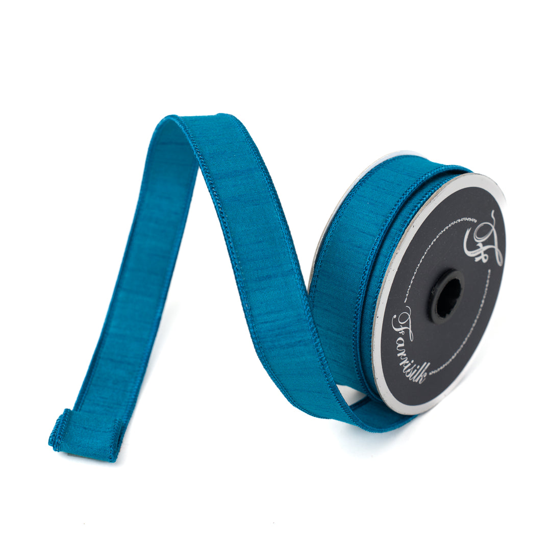 Farrisilk Turquoise Dupion Wired Ribbon - 1"