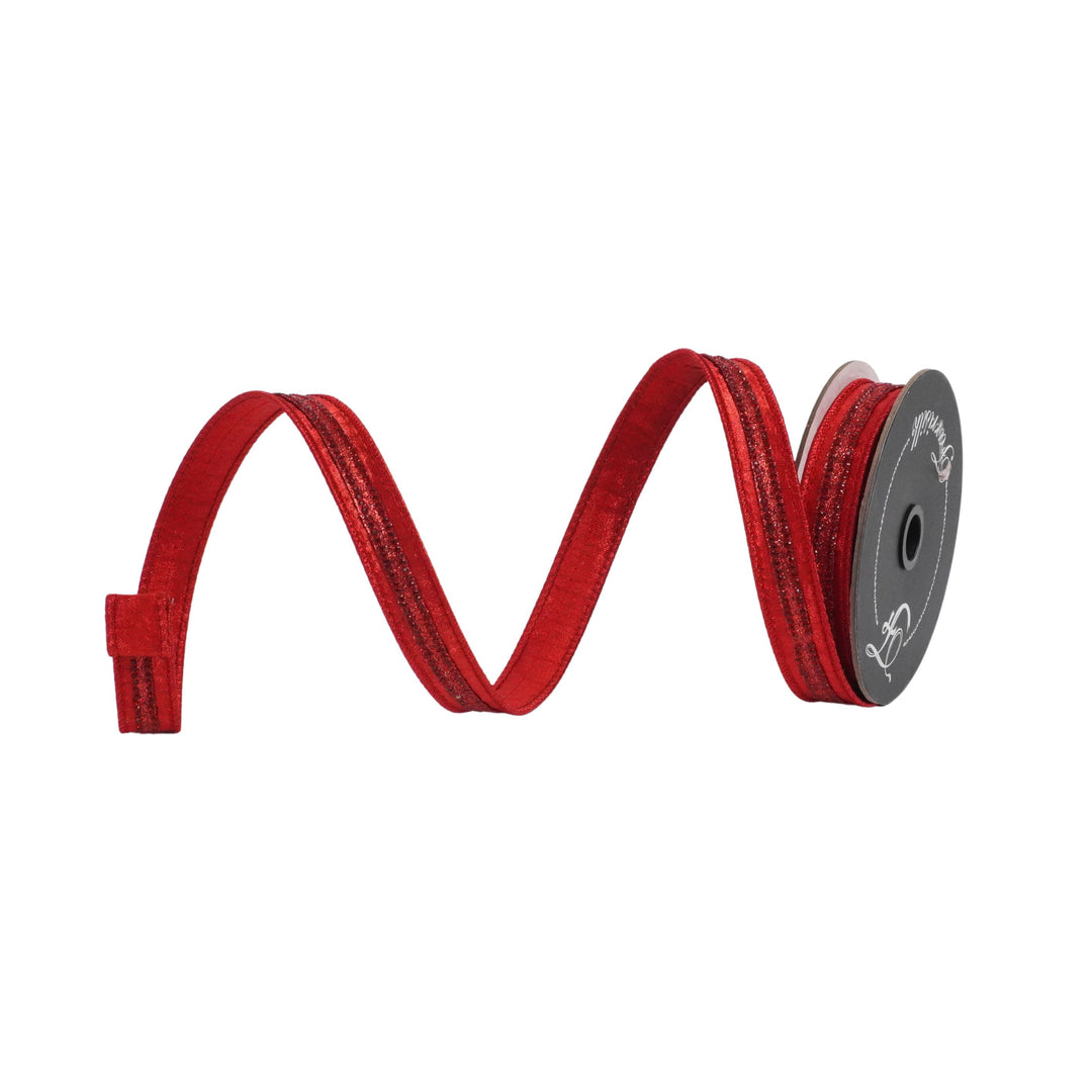 Farrisilk Red Semiprecious Wired Ribbon - .75"