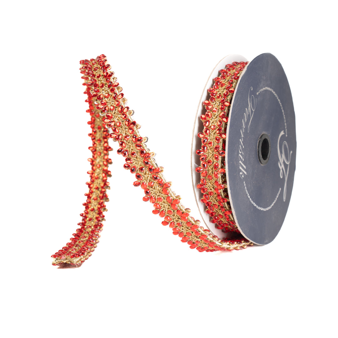 Farrisilk Red Double Decadence Wired Ribbon - .75"