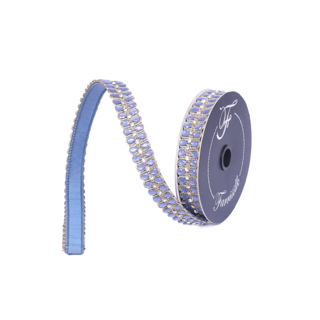 Farrisilk Steel Blue Pendeloque Wired Ribbon - 1"