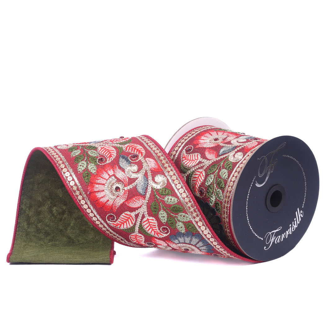 Farrisilk Multi Freya Flower Wired Ribbon - 4"