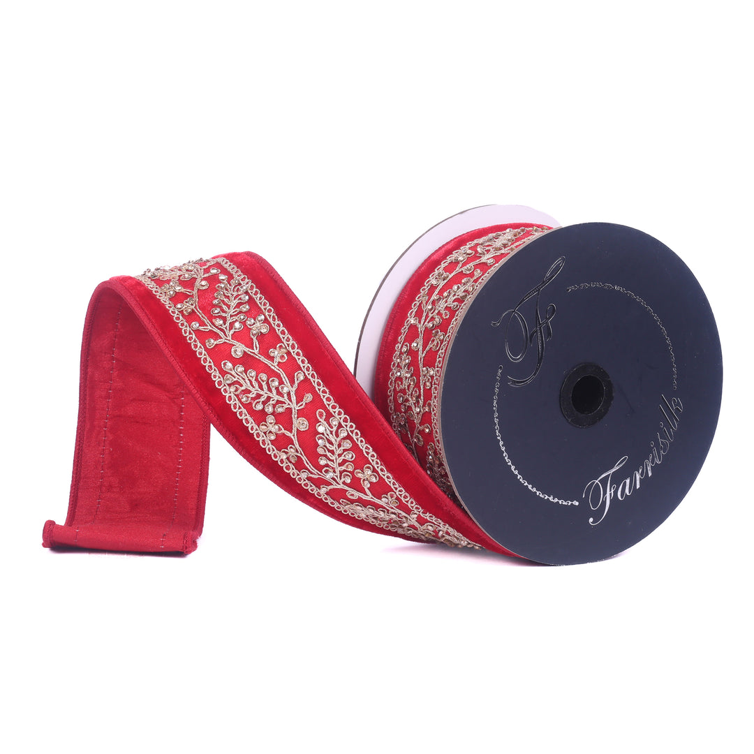 Farrisilk Red Odette Wired Ribbon - 2.5"