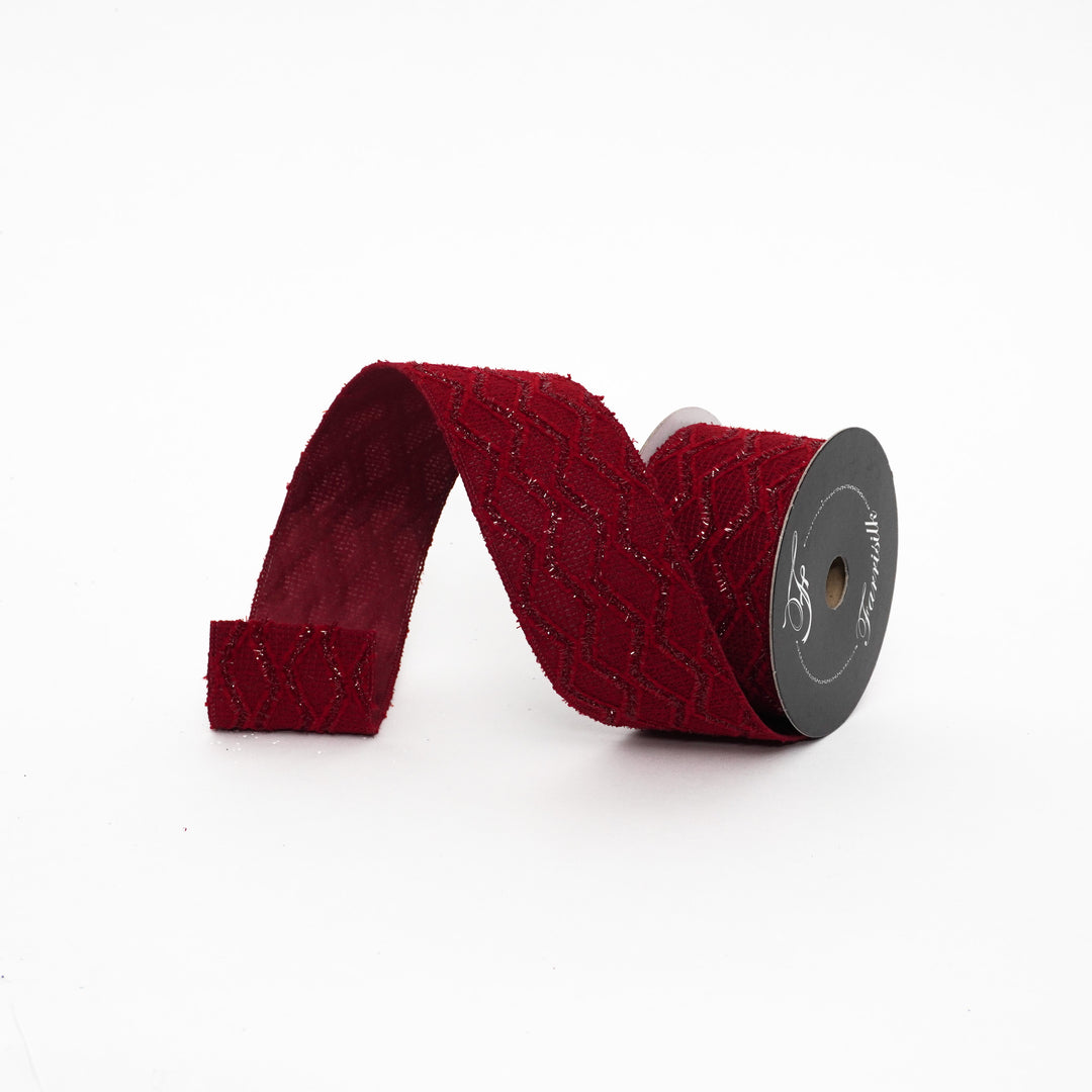 Farrisilk Burgundy Solitaire Wired Ribbon - 2.5"