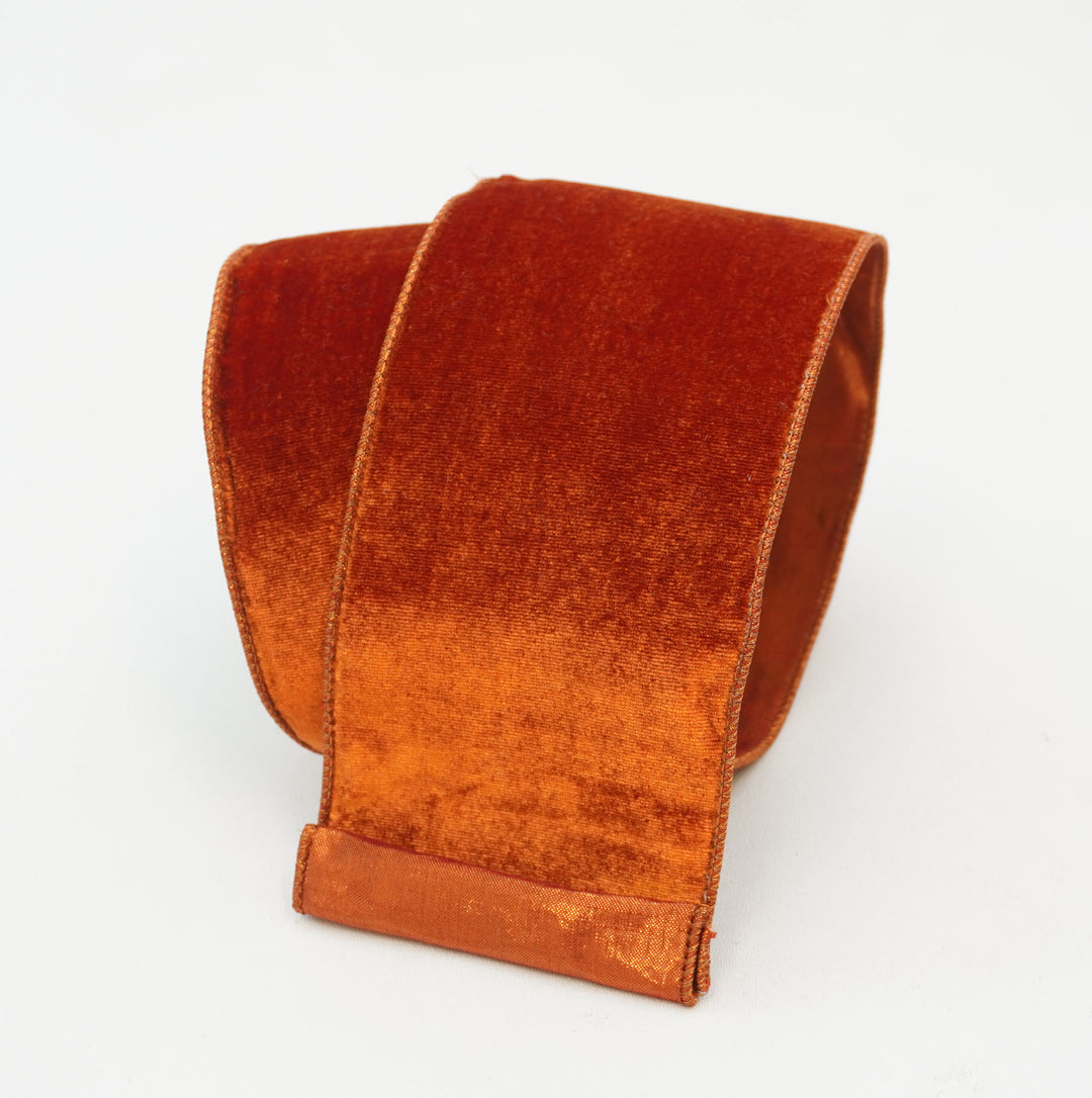 Farrisilk Cinnamon Velvet Luster Wired Ribbon - 4"