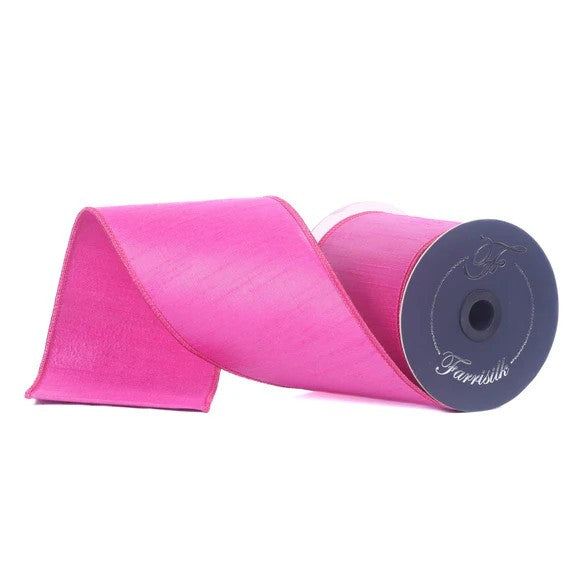 Farrisilk Hot Pink Silky Sheen Wired Ribbon - 4"