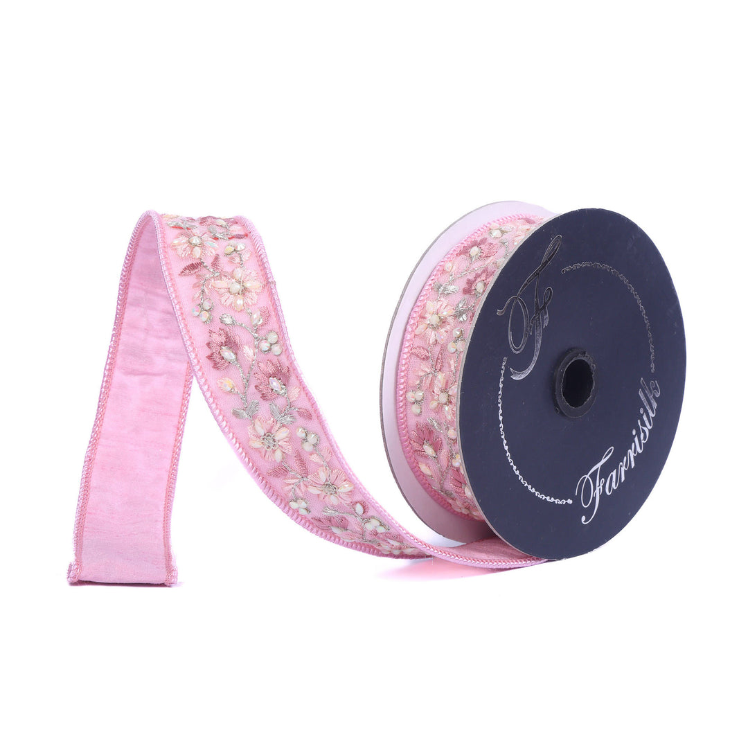 Farrisilk Pink Bling Wired Ribbon - 1.5"