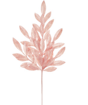 Artificial, Pink Pearlized Bay Leaf Spray