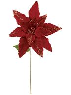 Artificial Red Sequin Velvet Poinsettia - 28"
