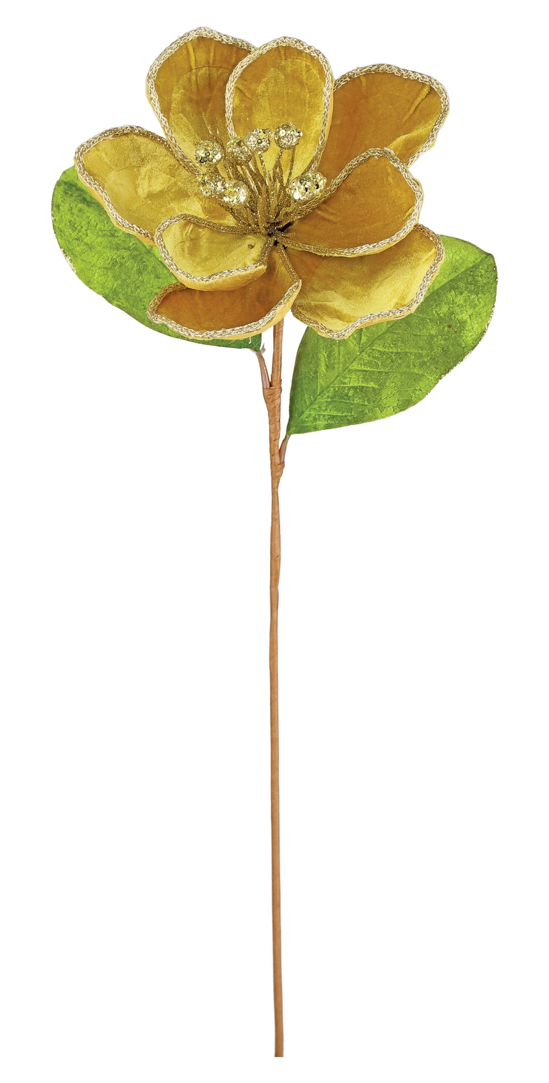 Artificial Gold Velvet Magnolia Spray - 26"