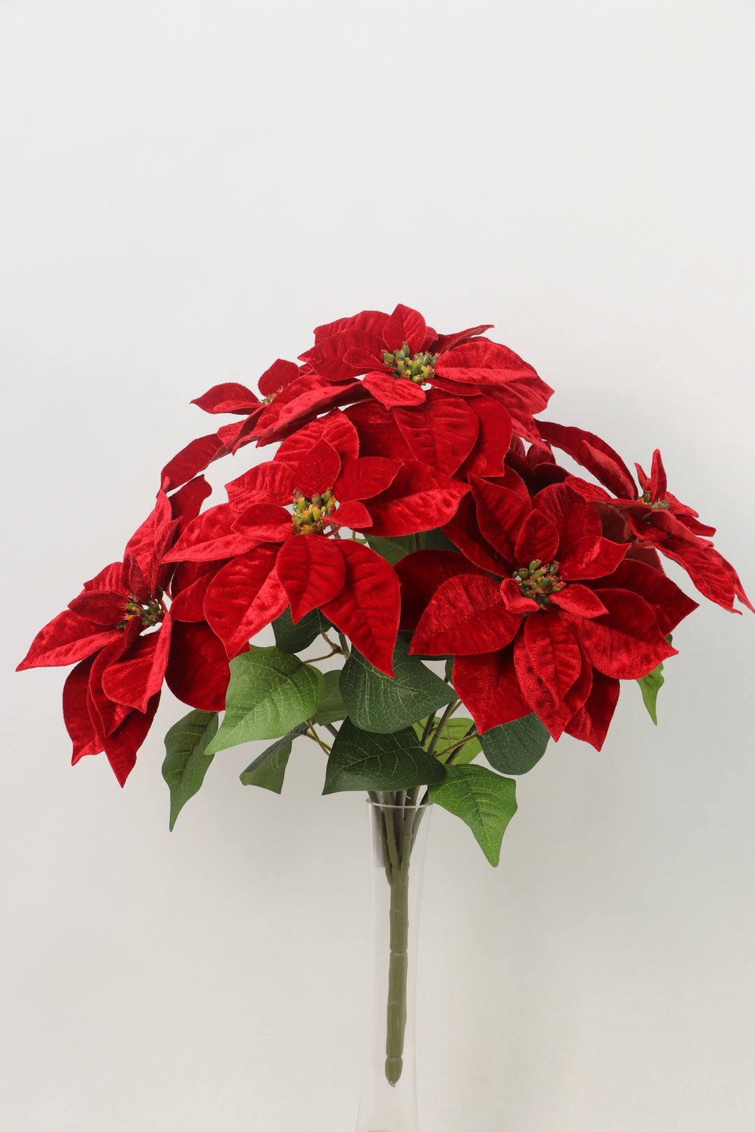 Artificial Red Velvet Poinsettia Bush - 21"