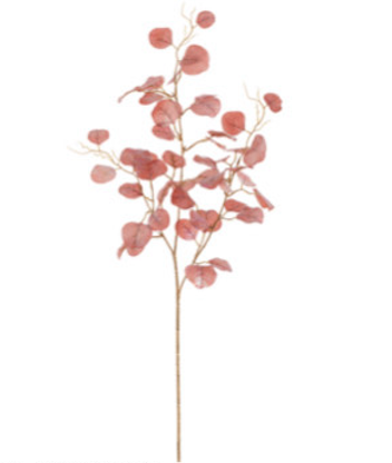 Artificial, Pink Pearlized, Eucalyptus Spray - 38"