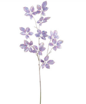 Artificial, Lavender Antique Metallic Schefflera Leaf Spray - 50"