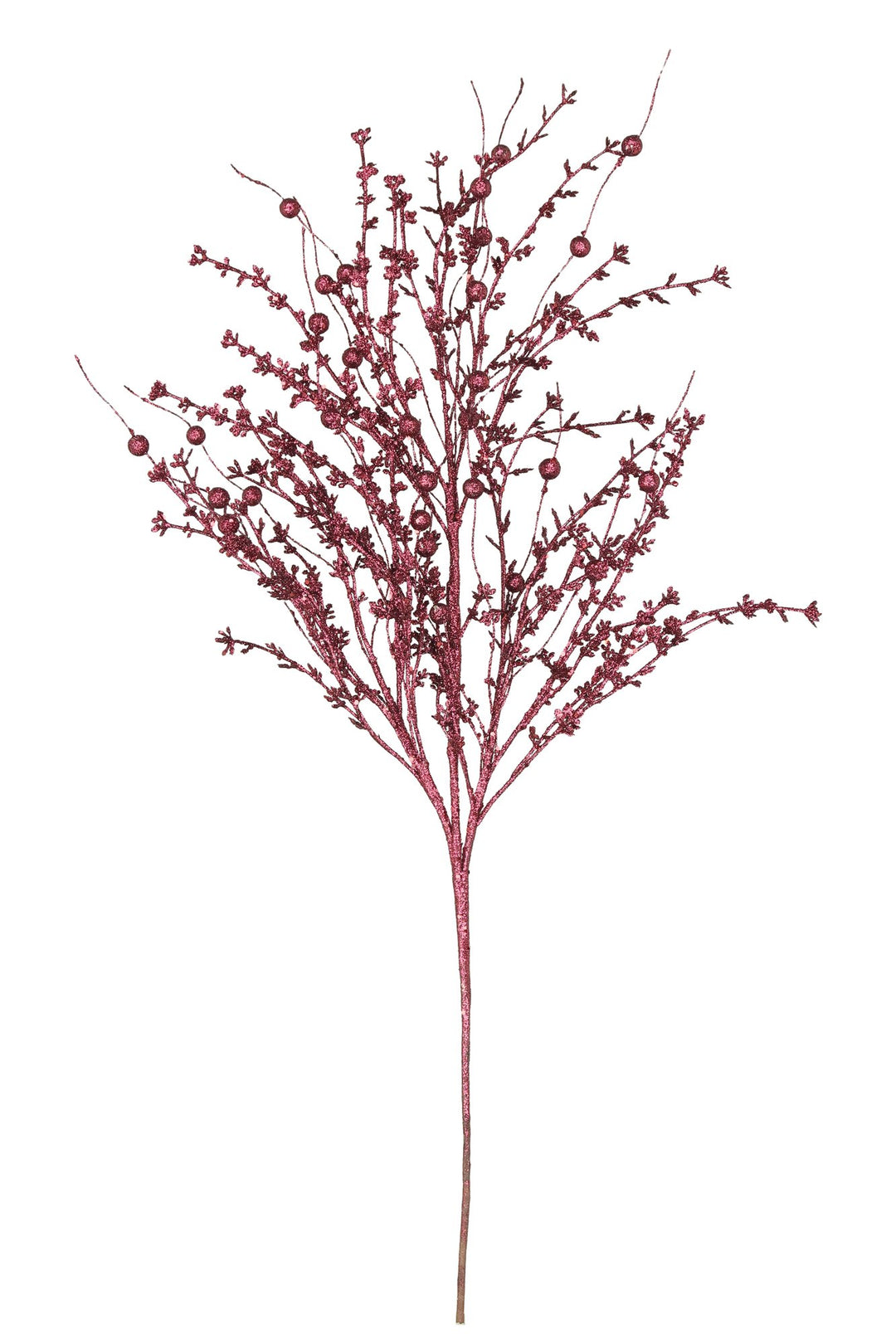 Artificial Plum Glitter Mini Leaf, Ball Spray - 31"