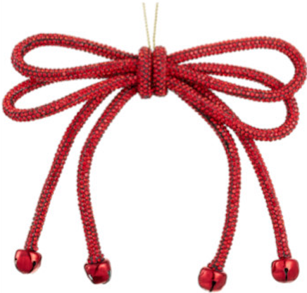 Red Sparkle Bow Ornament - 5.5"