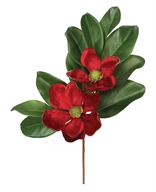 Artificial Red Velvet Magnolia Pick - 20"