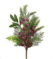 Artificial Green & Red Mixed Pine, Leaves, Pinecone & Berry Pick - 16"