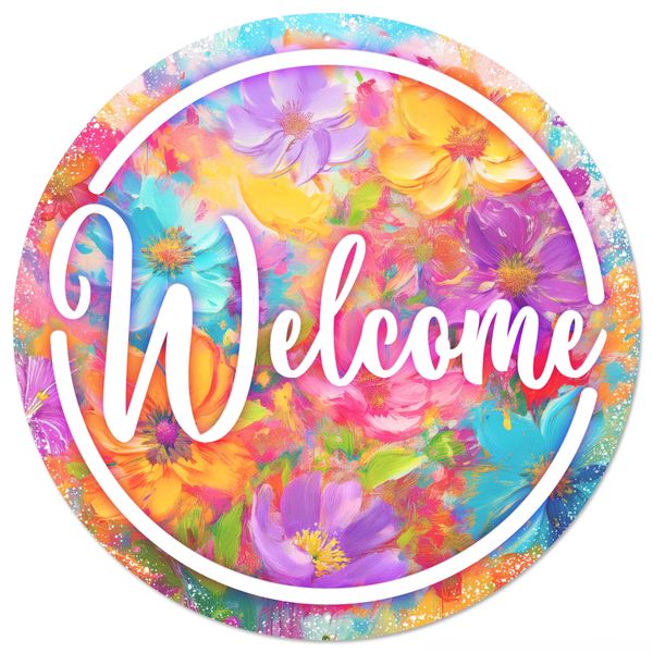 Abstract Florals Welcome Sign - 12" - Greenery MarketNovelty SignsMD1711